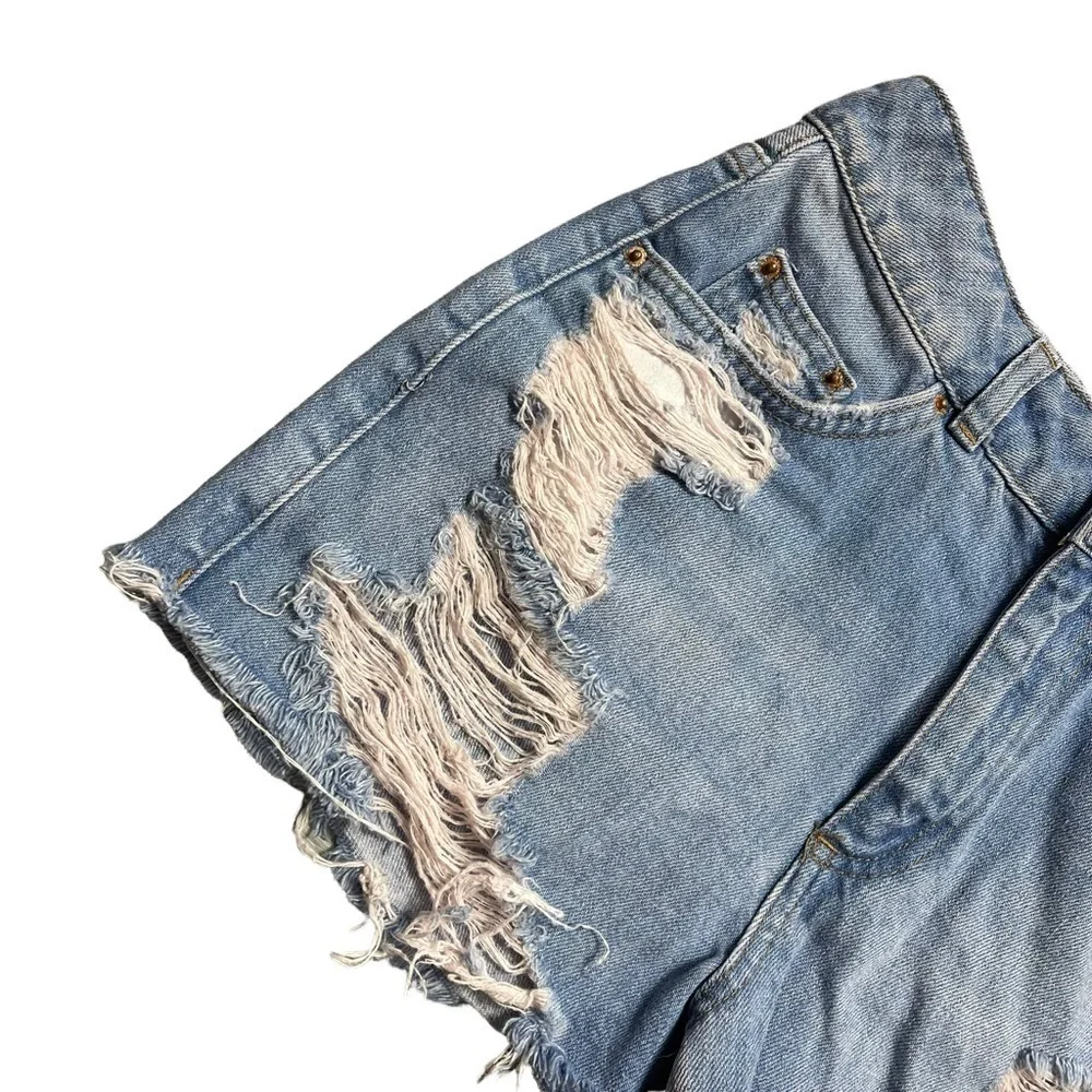 TopShop Moto Mom Distressed Denim Shorts 2